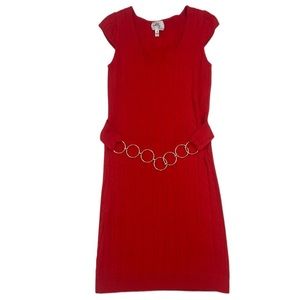 Milly of New York Cable-Knit Chain Belted Sweater Dress, Red. Size Small